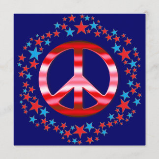 Rotes Friedenszeichen mit Stern-Einladungen Einladung