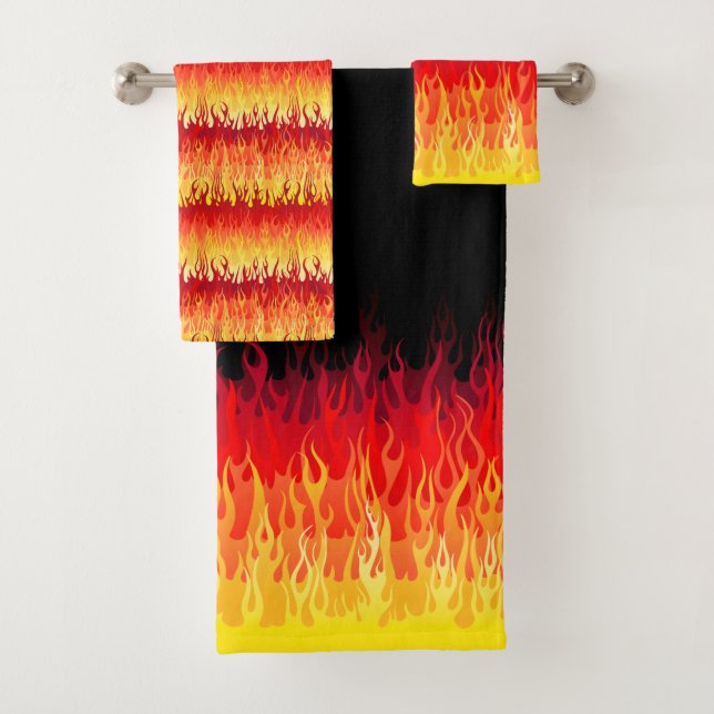 Rotes Frisierte Auto Flammen Badhandtuch Set (Insitu)