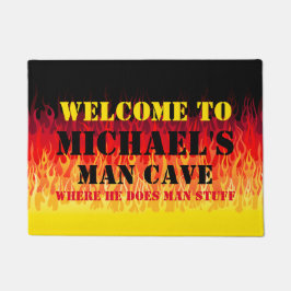 Rotes Frisierte Auto Flammen - Menschenhöhle Fußmatte