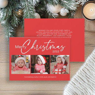 Rotes Frohe Weihnachten 2025 Foto-Collage-Typograf