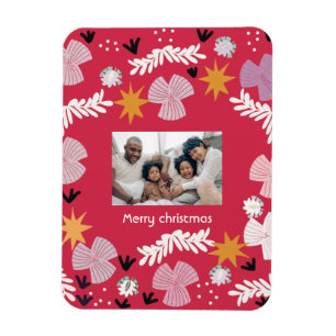 rotes frohe weihnachten foto collage personalisier magnet