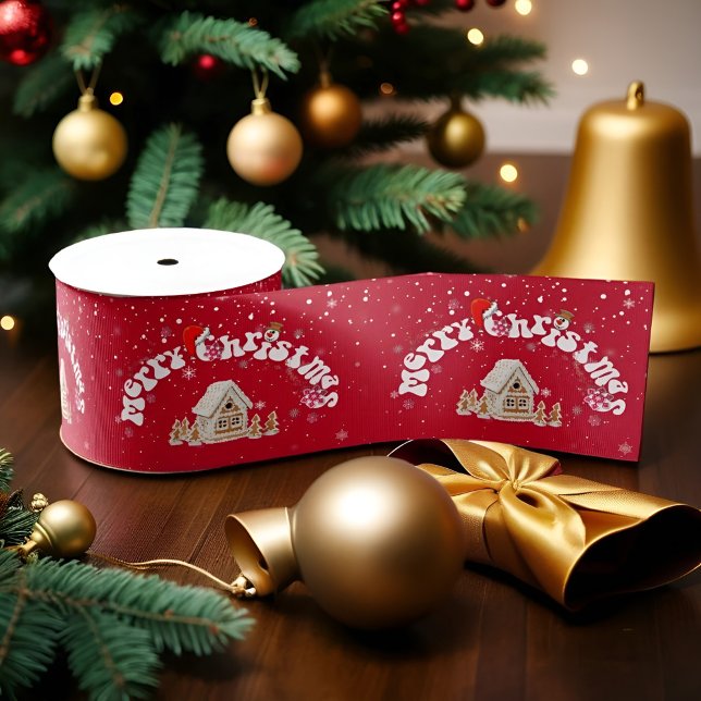 Rotes Frohe Weihnachten Graffiti Ferien Ripsband (Von Creator hochgeladen)