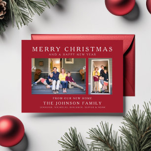 Rotes Frohe Weihnachten Neues Zuhause Foto-Feierta