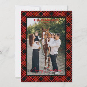 Rotes Frohe Weihnachten Tartan Karo Foto Familie