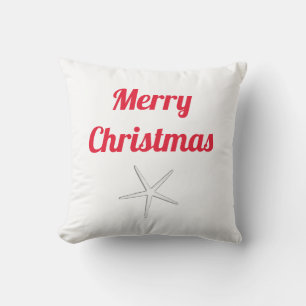 Rotes Frohe Weihnachten Weiß Seestern Süßes Gesche Kissen