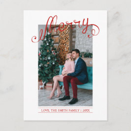 Rotes fröhliches Weihnachtsfeiertags-Foto des Postkarte