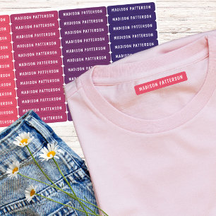 Rotes Fuchsia Lila Indigo Personalisierter Name Etiketten