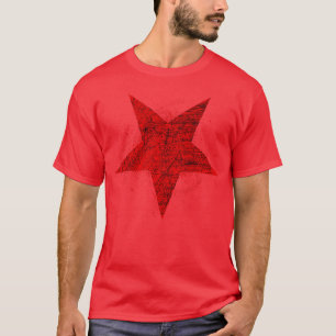 Rotes fünfzackiges invertiertes Symbol T-Shirt