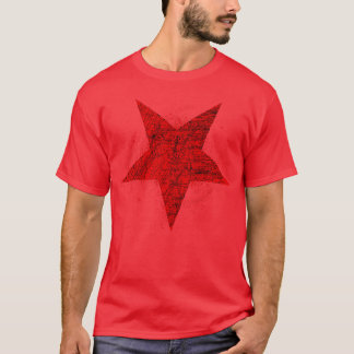 Rotes fünfzackiges invertiertes Symbol T-Shirt