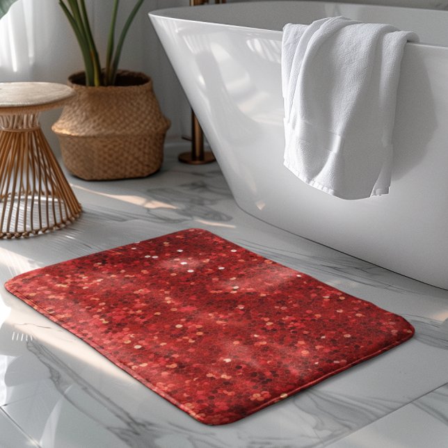 Rotes funkelndes Glittermuster Badematte (Von Creator hochgeladen)