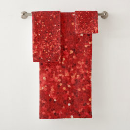 Rotes funkelndes Glittermuster Badhandtuch Set