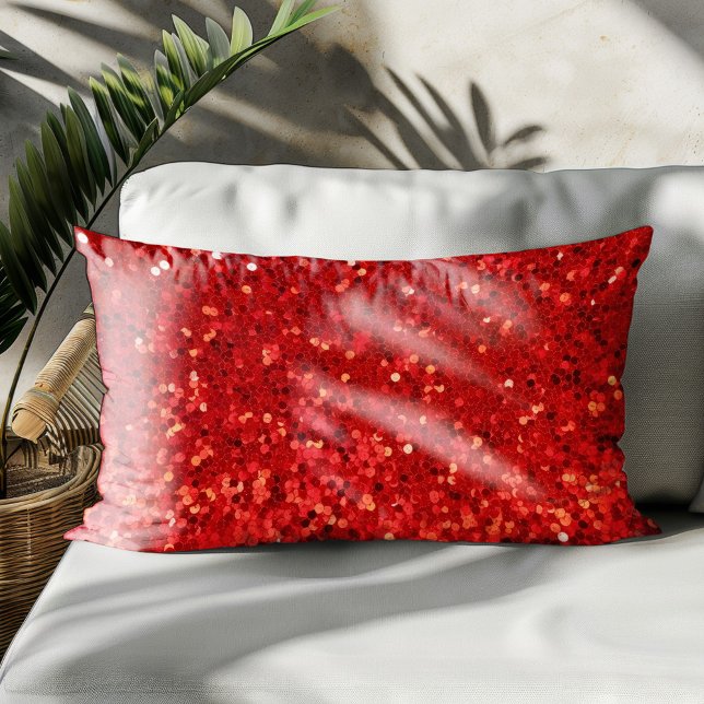 Rotes funkelndes Glittermuster Dekokissen (Von Creator hochgeladen)