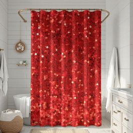 Rotes funkelndes Glittermuster Duschvorhang