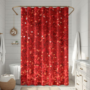 Rotes funkelndes Glittermuster Duschvorhang