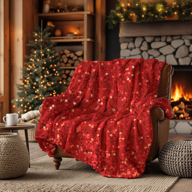 Rotes funkelndes Glittermuster Fleecedecke (Von Creator hochgeladen)