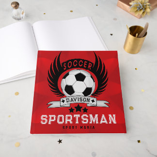 Rotes Fußball-Logo | Geschenke für Jungen zum Schu Gästebuch