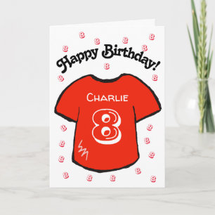 rotes Fußballtrikot zum 8. Geburtstag für Jungen Karte