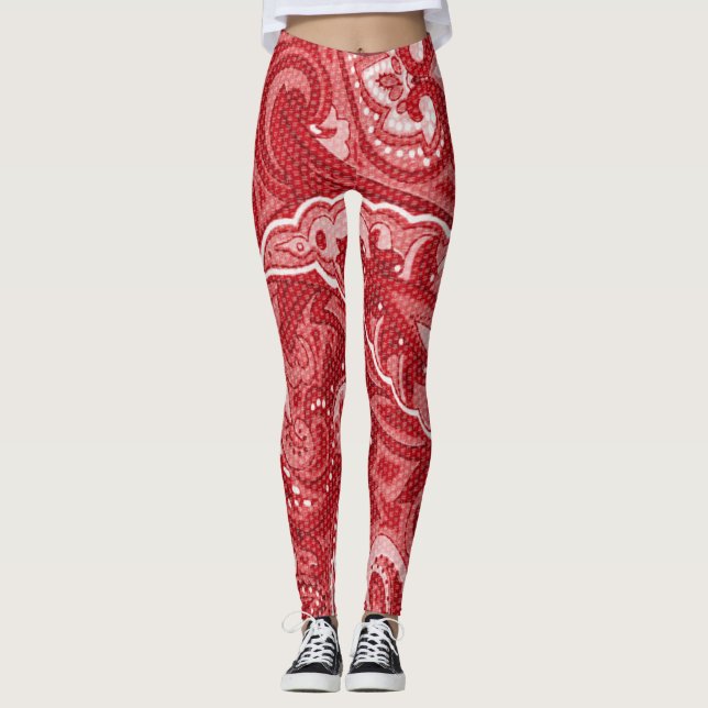 Rotes Gänseblütenmuster Leggings (Vorderseite)