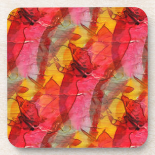 Rotes Gelb der Aquarellkunst Getränkeuntersetzer