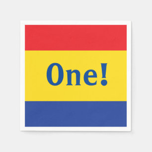 Rotes Gelbblau Erstgeburtstag Party Serviette