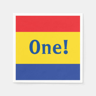 Rotes Gelbblau Erstgeburtstag Party Serviette