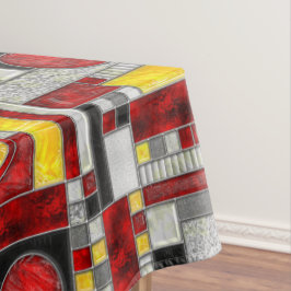 Rotes Gelbes Art Deco Gestaltetes Glas Tischdecke