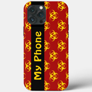 Rotes & gelbes Biogefahren-Symbol mit individuelle iPhone 13 Pro Max Hülle