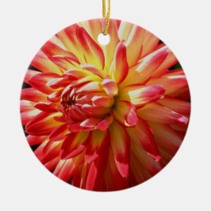 Rotes Gelbes Dahlia Blume Keramik Ornament