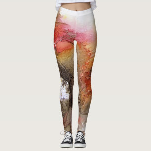 Rotes gelbes Imitat beunruhigte Leggings