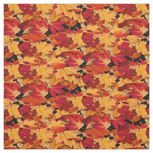Rotes gelbes orange Herbst-Blätter Browns Stoff (Muster)