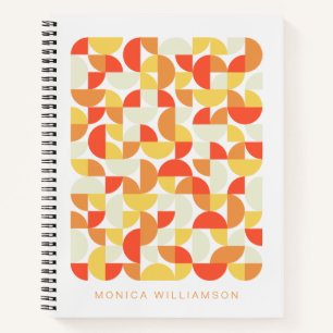 Rotes Gelbes Oranges Geometrisches Personalisierte Notizbuch