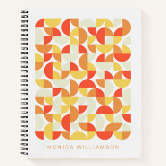 Rotes Gelbes Oranges Geometrisches Personalisierte Notizbuch