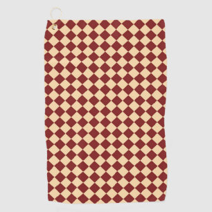 Rotes Gelbes Schachbrett Diamantmuster Golfhandtuch