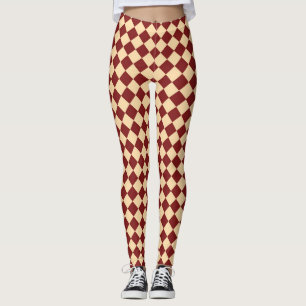 Rotes Gelbes Schachbrett Diamantmuster Leggings