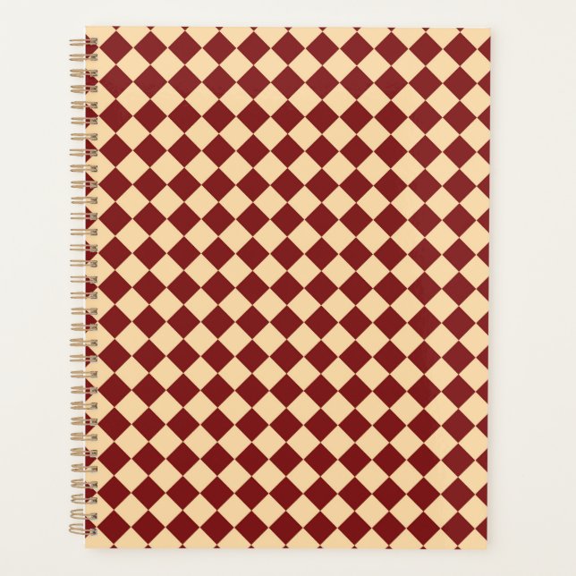 Rotes Gelbes Schachbrett Diamantmuster Planer (Vorderseite)
