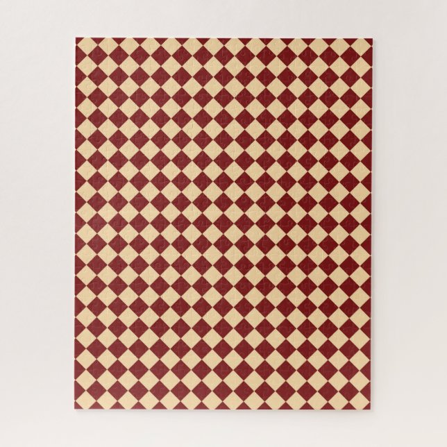 Rotes Gelbes Schachbrett Diamantmuster Puzzle (Vertikal)