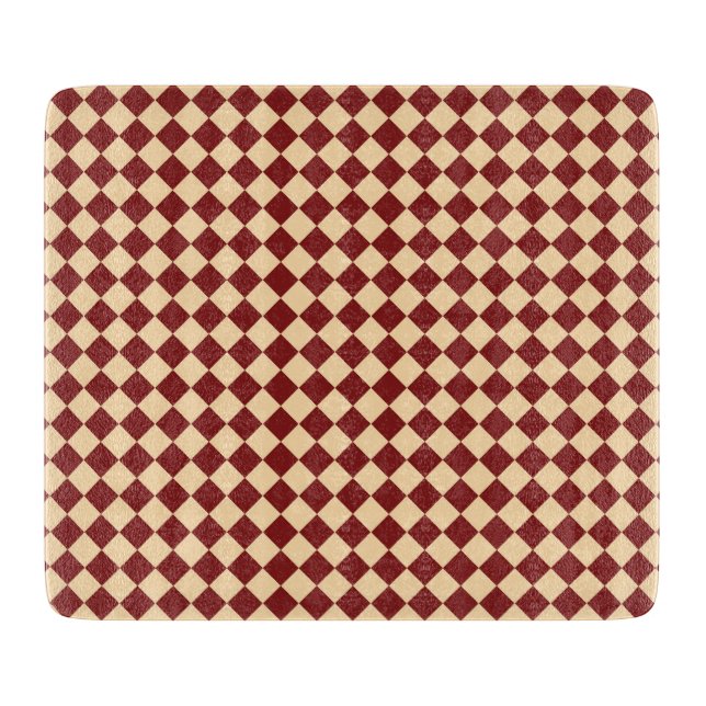 Rotes Gelbes Schachbrett Diamantmuster Schneidebrett (Vorderseite)