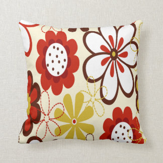 Rotes, Gelbes und Brown-Blumenthrow-Kissen Kissen