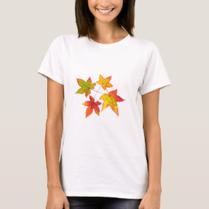Rotes gelbes und grünes Herbst-Blätter T-Shirt