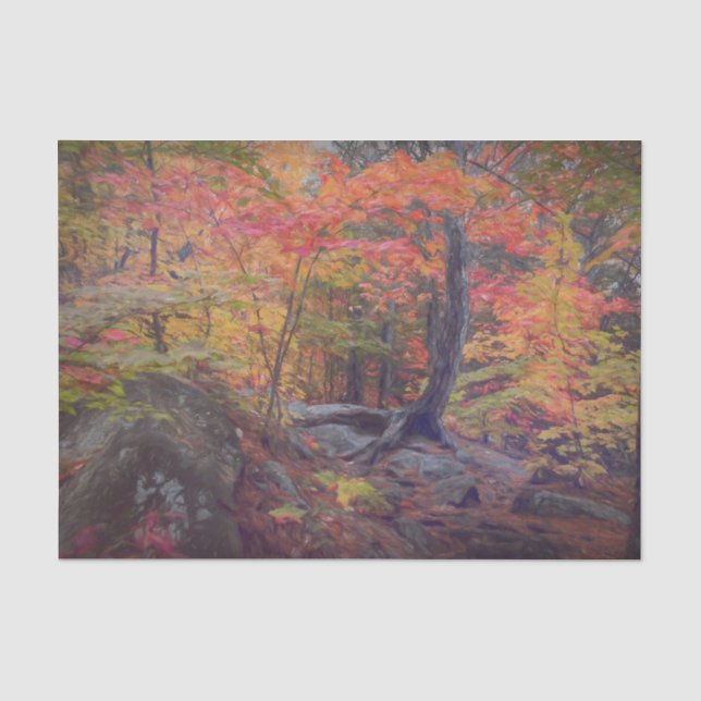 Rotes Gelbwald im Herbst Seidenpapier (Vorderseite)