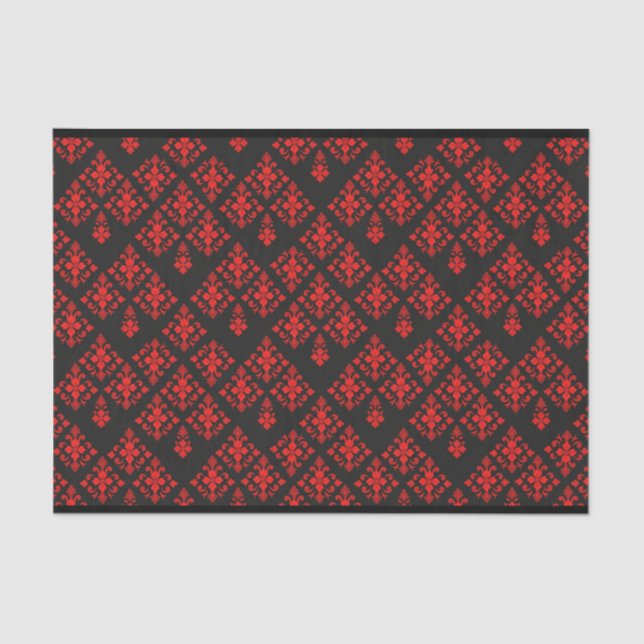 Rotes gemustertes mit Blumenseidenpapier Seidenpapier (Vorderseite)