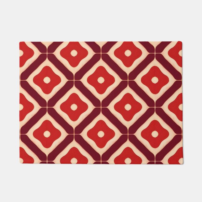 rotes geometrisches abstraktes Design Fußmatte (Vorderseite)