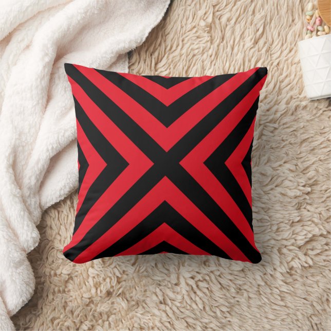 Rotes geometrisches dekoratives Kissen (Decke)