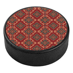 rotes geometrisches Muster / Indianerausdruck Eishockey Puck