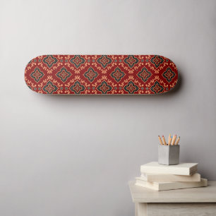 rotes geometrisches Muster / Indianerausdruck Skateboard