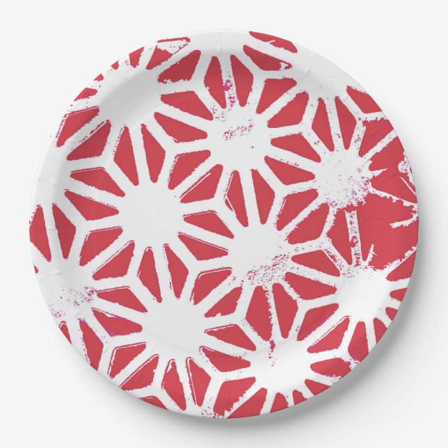 rotes geometrisches Muster Pappteller (Vorderseite)