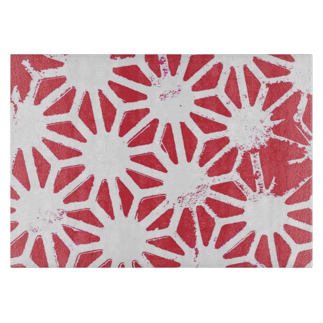 rotes geometrisches Muster Schneidebrett (Vorderseite)