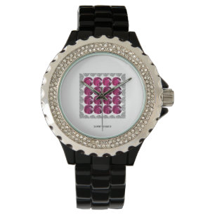 rotes gepunktetes Muster Armbanduhr
