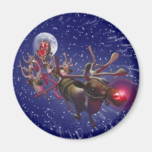 Rotes gerochenes Ren Fliegen-Weihnachtsmanns Magnet