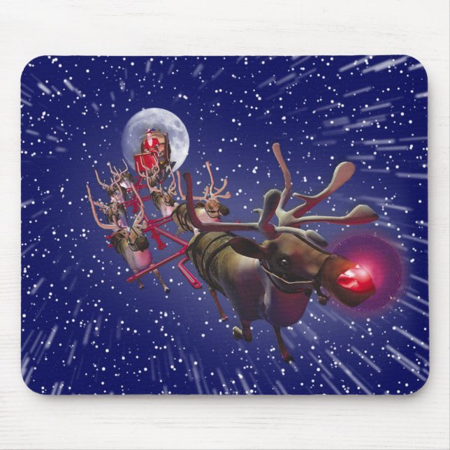 Rotes gerochenes Ren Fliegen-Weihnachtsmanns Mousepad (Vorne)